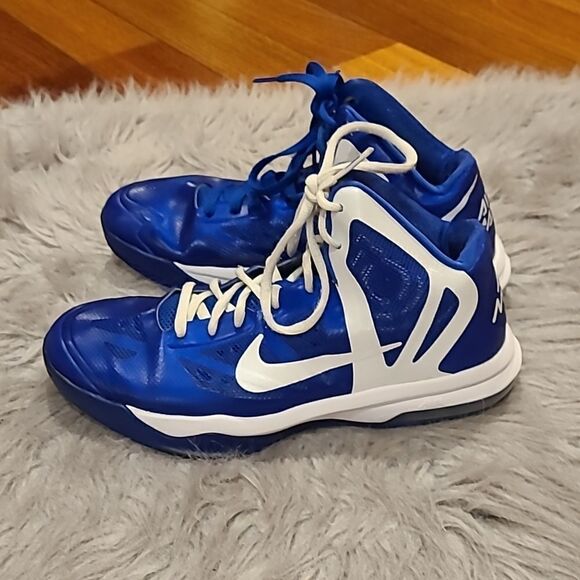 Nike mens‎ blue and white hyper aggressor Air max basketball shoes main image 9